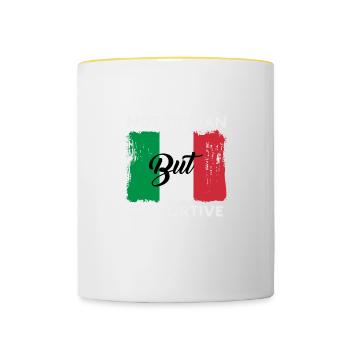 Notated quote not Italian, but at the bottom - Contrasting Mug - white/yellow - Front