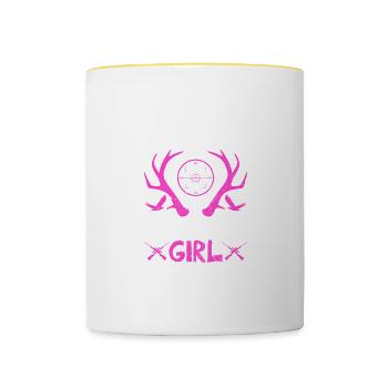Daddy's Hunting Girl Funny Deer Hunt - Contrasting Mug - white/yellow - Front