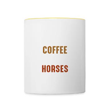 Wochenenden Kaffee und Pferde - Tasse zweifarbig - Weiß/Gelb - Vorne