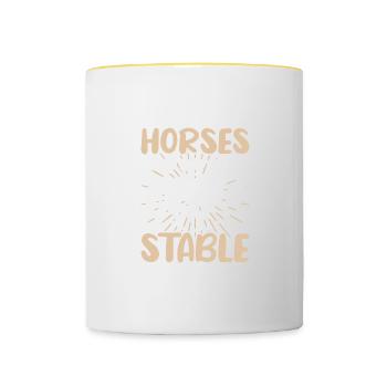Pferde hält mich stabil - Tasse zweifarbig - Weiß/Gelb - Vorne