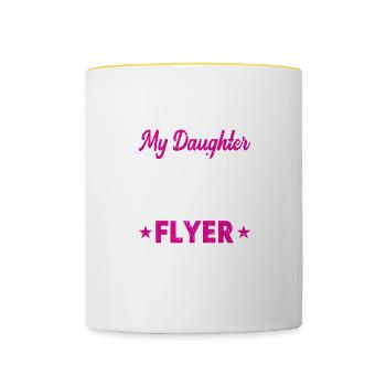 Ma fille est flyer comme votre - Mug contrasté - blanc/jaune - Devant
