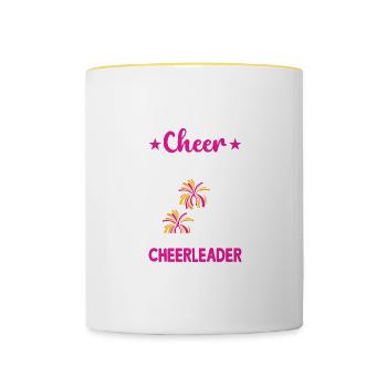 Cheer mom of the cheerleader's cheerleaders - Contrasting Mug - white/yellow - Front