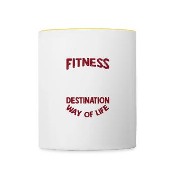 Fitness ist kein Ziel ist eine Lebenseinstellung - Tasse zweifarbig - Weiß/Gelb - Vorne