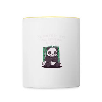 Parlons de nos sentiments drôle sarcasti - Mug contrasté - blanc/jaune - Devant