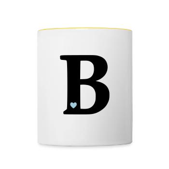 Buchstabe B Anfangsbuchstabe - Tasse zweifarbig - Weiß/Gelb - Vorne