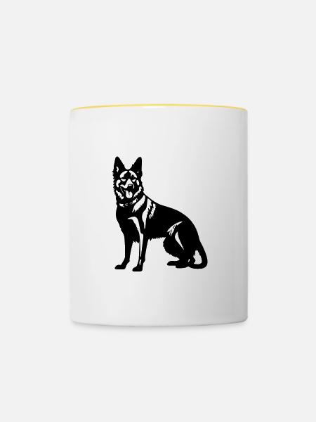 German Shepherd Hund - Tasse zweifarbig - Weiß/Gelb