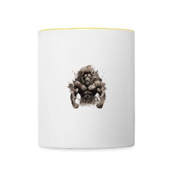 Gymnase de musculation Lion Muscles - Mug contrasté - blanc/jaune - Devant