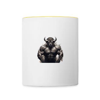 Muscle de bison Bodybuilding Beast - Mug contrasté - blanc/jaune - Devant
