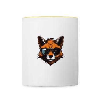Fox Hipster Cool Party - Contrasting Mug - white/yellow - Front