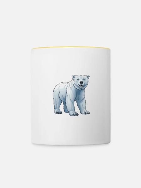 Eisbär Tier Polar bär - Tasse zweifarbig - Weiß/Gelb