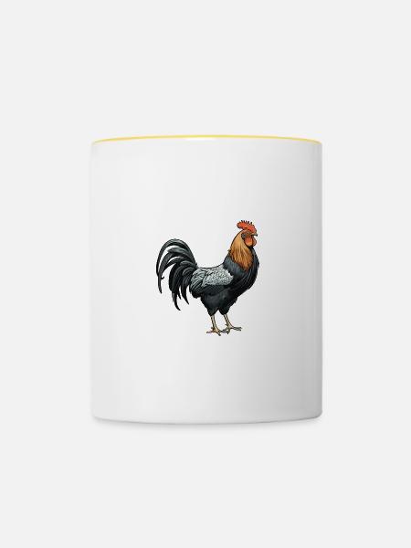 Hahn Tier - Tasse zweifarbig - Weiß/Gelb