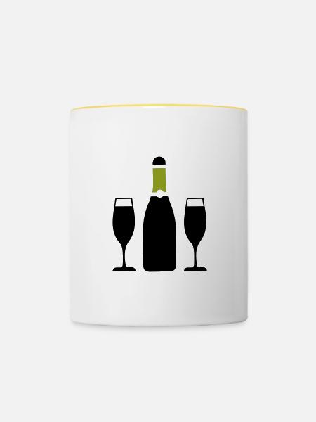 Rotwein Symbol - Tasse zweifarbig - Weiß/Gelb