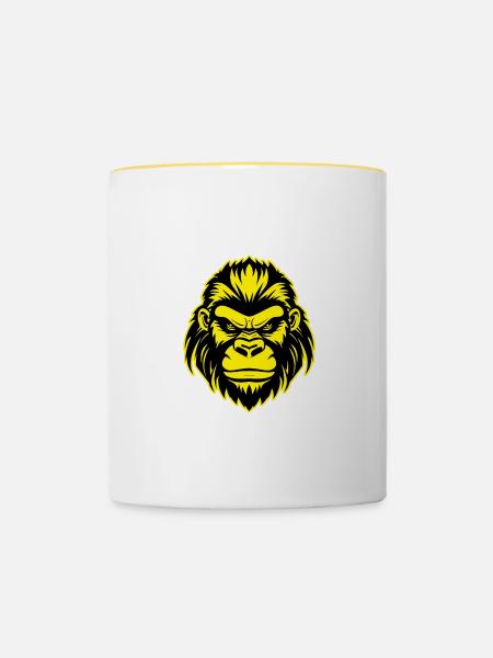 Gorilla Logo - Tasse zweifarbig - Weiß/Gelb