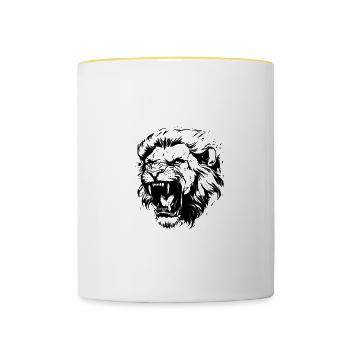 Lion Head - Contrasting Mug - white/yellow - Front