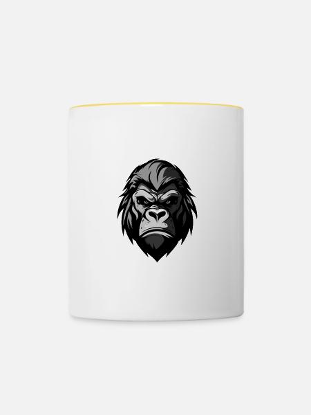 Gorilla Kopf - Tasse zweifarbig - Weiß/Gelb