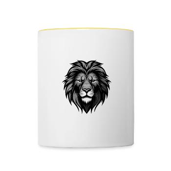 Lion Head - Contrasting Mug - white/yellow - Front