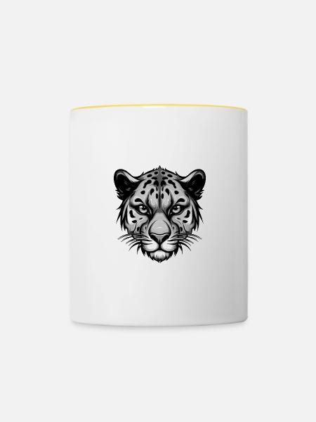 Gepard Kopf - Tasse zweifarbig - Weiß/Gelb