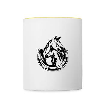 PFERD FOHLE FOHLEN STUTEN PFERDEN STUTE HUF MOTIVE - Tasse zweifarbig - Weiß/Gelb - Vorne
