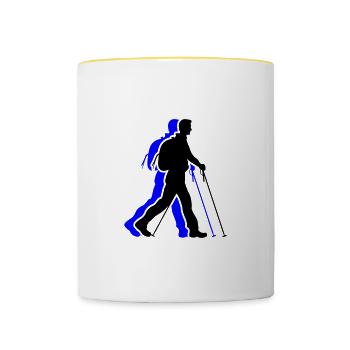 Marche Nordique Homme Icône - Mug contrasté - blanc/jaune - Devant