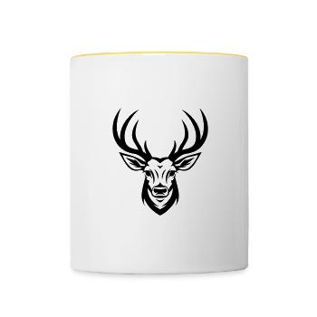 Hirsch Kopf - Tasse zweifarbig - Weiß/Gelb - Vorne