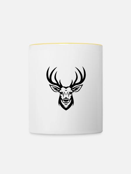 Hirsch Kopf - Tasse zweifarbig - Weiß/Gelb