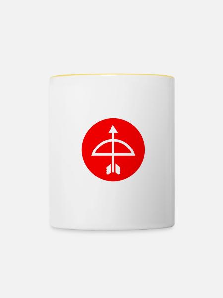 Pfeil und Bogen - Tasse zweifarbig - Weiß/Gelb