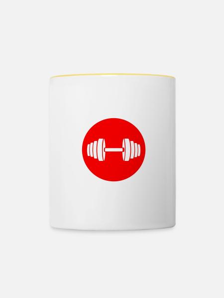 Hantel gewichte Kreis - Tasse zweifarbig - Weiß/Gelb