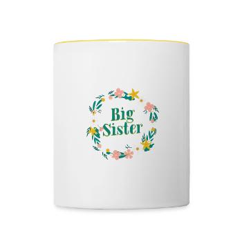 big sister - große Schwester - Tasse zweifarbig - Weiß/Gelb - Vorne