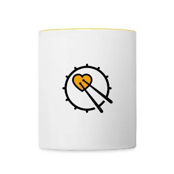 Terluk logo - Play the heartbeat - Contrasting Mug - white/yellow - Front