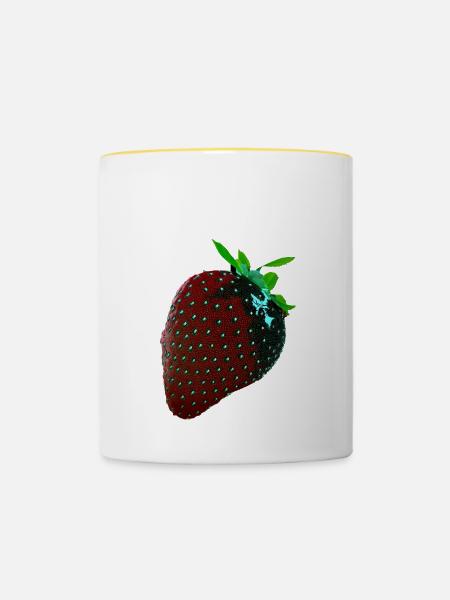 Erdbeere, technisch, Hightech, illustration - Tasse zweifarbig - Weiß/Gelb