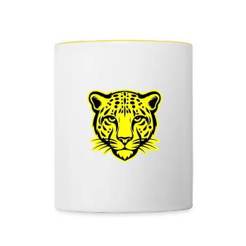 Tête de guépard - Mug contrasté - blanc/jaune - Devant
