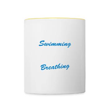 Lustiges Schwimmteam Schwimmtrainer Zitat - Schwim - Tasse zweifarbig - Weiß/Gelb - Vorne