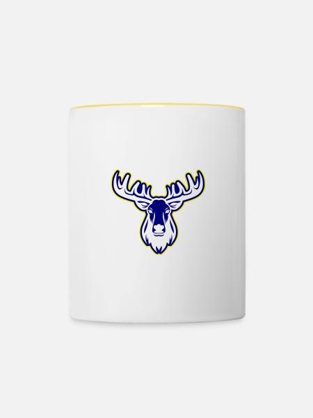 Elch Kopf - Tasse zweifarbig - Weiß/Gelb