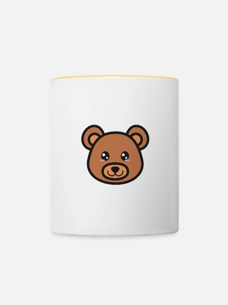 Bär Braunbär Geschenkidee - Tasse zweifarbig - Weiß/Gelb