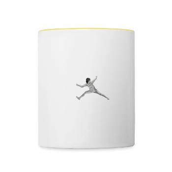 Fechtkunst lustiges Zitat für Fechterschwert Sport - Tasse zweifarbig - Weiß/Gelb - Vorne