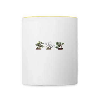 Cool Bonsai Tree Design for Bonsai Lovers Budd - Contrasting Mug - white/yellow - Front