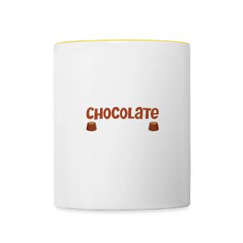 Buy me chocolate, tell me I'm hübsc - Contrasting Mug - white/yellow - Front