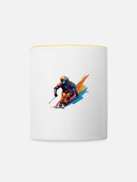 Skidesign - Tasse zweifarbig - Weiß/Gelb