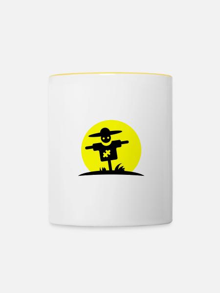 Vogelscheuche - Tasse zweifarbig - Weiß/Gelb