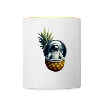 Astronaute à l’ananas - Mug contrasté - blanc/jaune - Devant