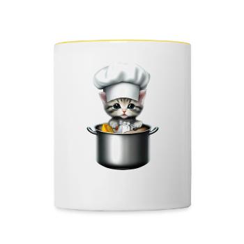 Chef Chat - Mug contrasté - blanc/jaune - Devant