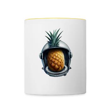 Ananas Astronaut - Tasse zweifarbig - Weiß/Gelb - Vorne