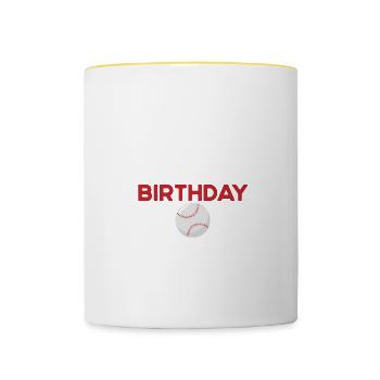Goddess of the Bday Party Boy Baseball Theme Family - Contrasting Mug - white/yellow - Front