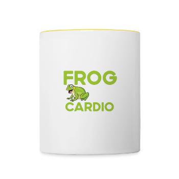 Frog catcher funny quote catch frog -gigging - Contrasting Mug - white/yellow - Front