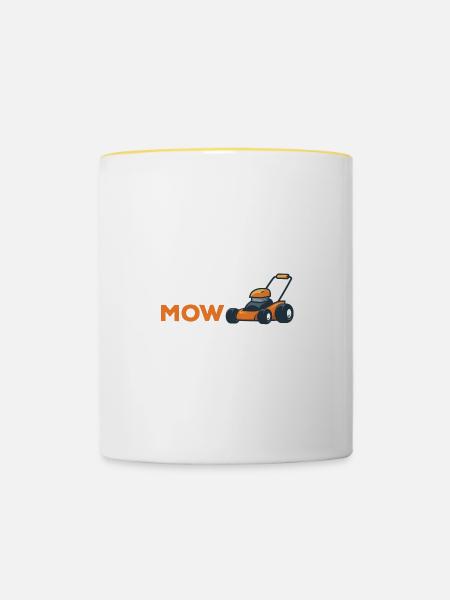 Schlaf MOW MOW Wiederholen Sie lustiges Zitat Land - Tasse zweifarbig - Weiß/Gelb