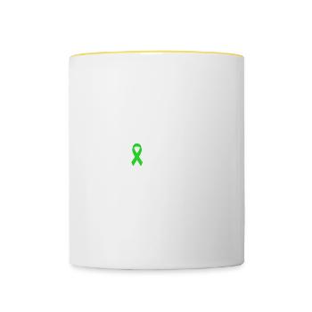 My wife is a warrior -Green Ribbon -lymphoma - Contrasting Mug - white/yellow - Front