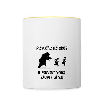 respectez les gros - Mug contrasté - blanc/jaune - Devant
