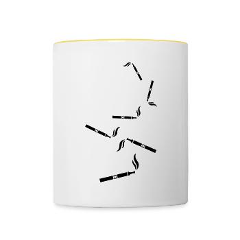 E-Zigarette Silhouette - Tasse zweifarbig - Weiß/Gelb - Vorne