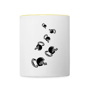 Football Helm - Tasse zweifarbig - Weiß/Gelb - Vorne