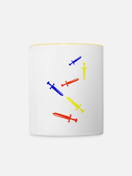 Schwert Icon Symbol - Tasse zweifarbig - Weiß/Gelb